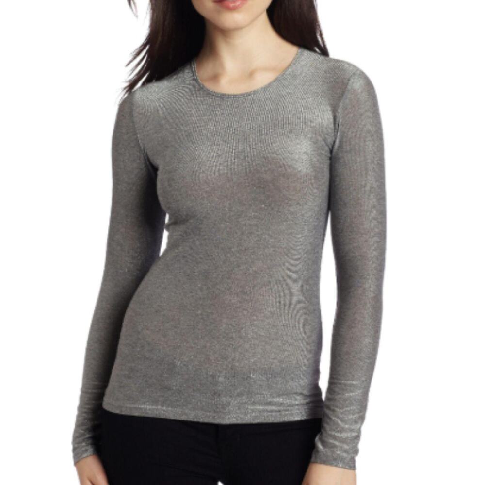 Only Hearts Women's Metallic Jersey Long Sleeve Crew Neck Shirt Large